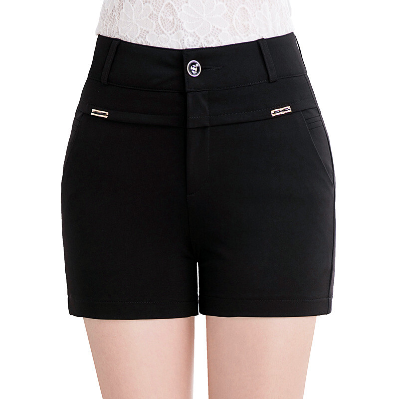 女士西装短裤女夏2018新款显瘦百搭修身高腰外穿休闲40岁中年妈妈黑色