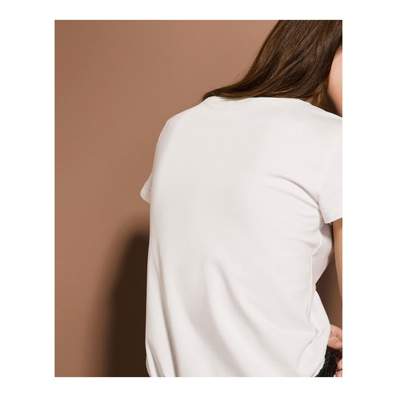 现货高端西班牙简约女短袖纯白T恤修身圆领内搭显瘦纯棉打底衫