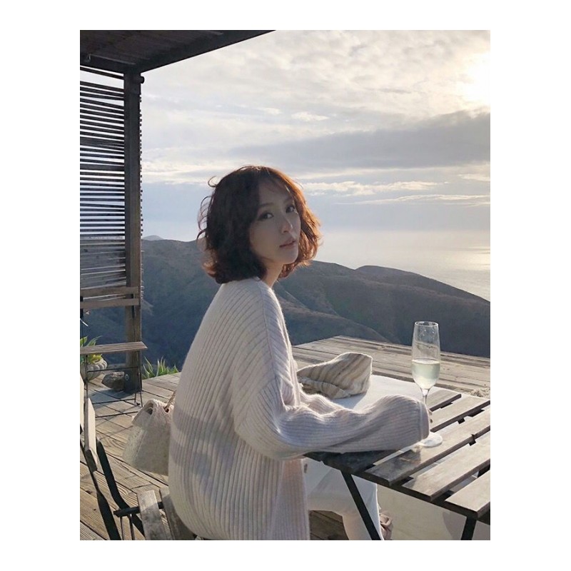 韩版慵懒风过膝针织开衫外套中长款宽松复古港味chic毛衣女bf秋冬暗粉色均码慵懒风