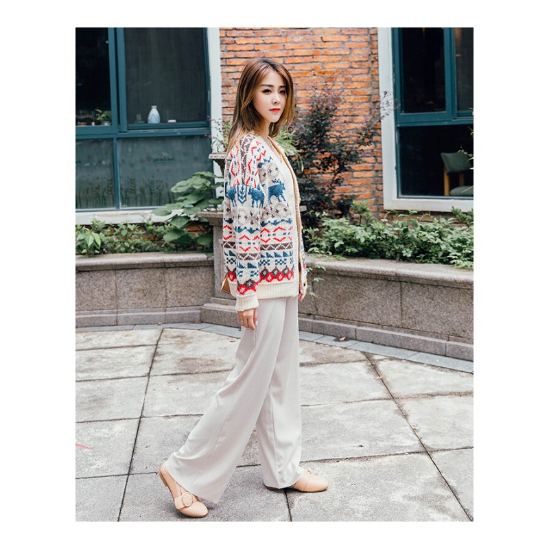 粗线毛衣外套开衫原宿女慵懒风韩版2018新款网红秋冬加厚宽松针织米色均码