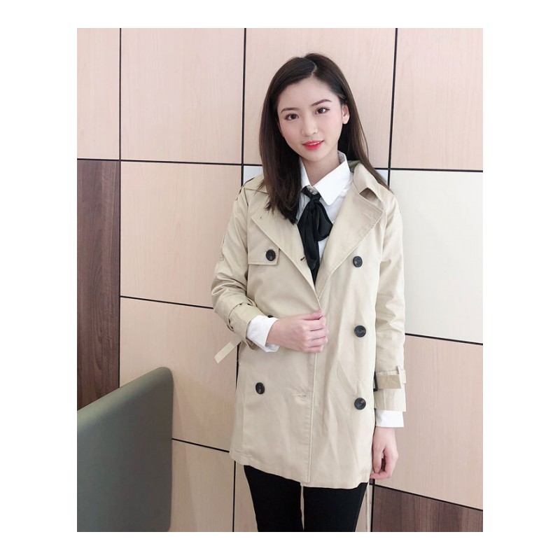 矮个子风衣外套女韩版2018新款娇小150cm中长款春秋百搭小个子xs卡其色