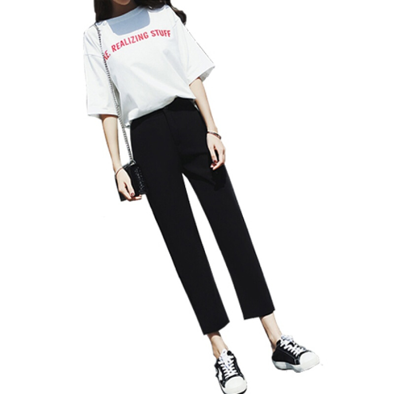 2018夏季新款高腰显瘦阔腿裤女大码休闲烟管西装裤九分直筒裤女潮