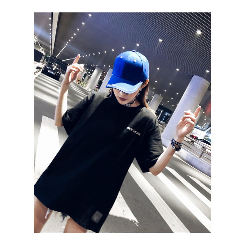 白色下衣失踪T恤女中长款宽松个性潮人ins超火的短袖hiphop上衣夏