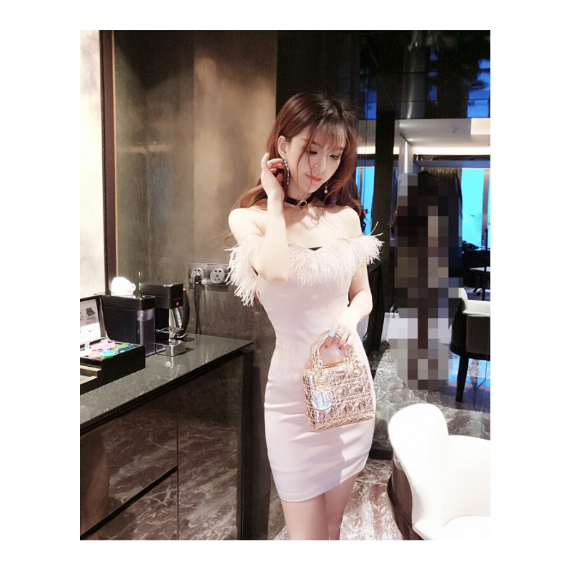 2018夏装新款夜店女装性感露背气质甜美时尚修身显瘦礼服连衣裙潮皮粉