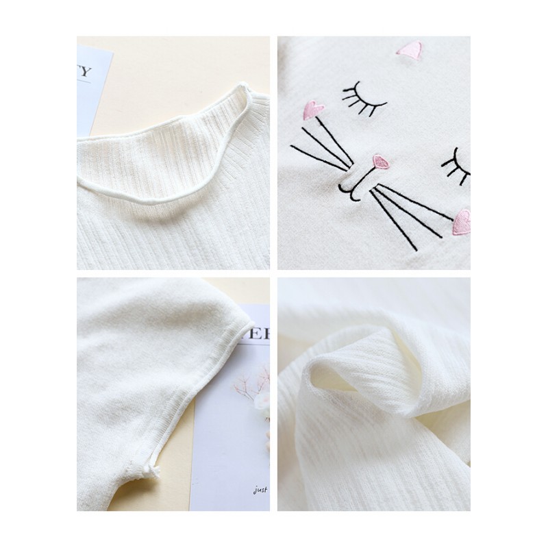 2018夏装新款韩版猫咪冰丝针织背心女白色修身无袖打底T恤短上衣白色均码