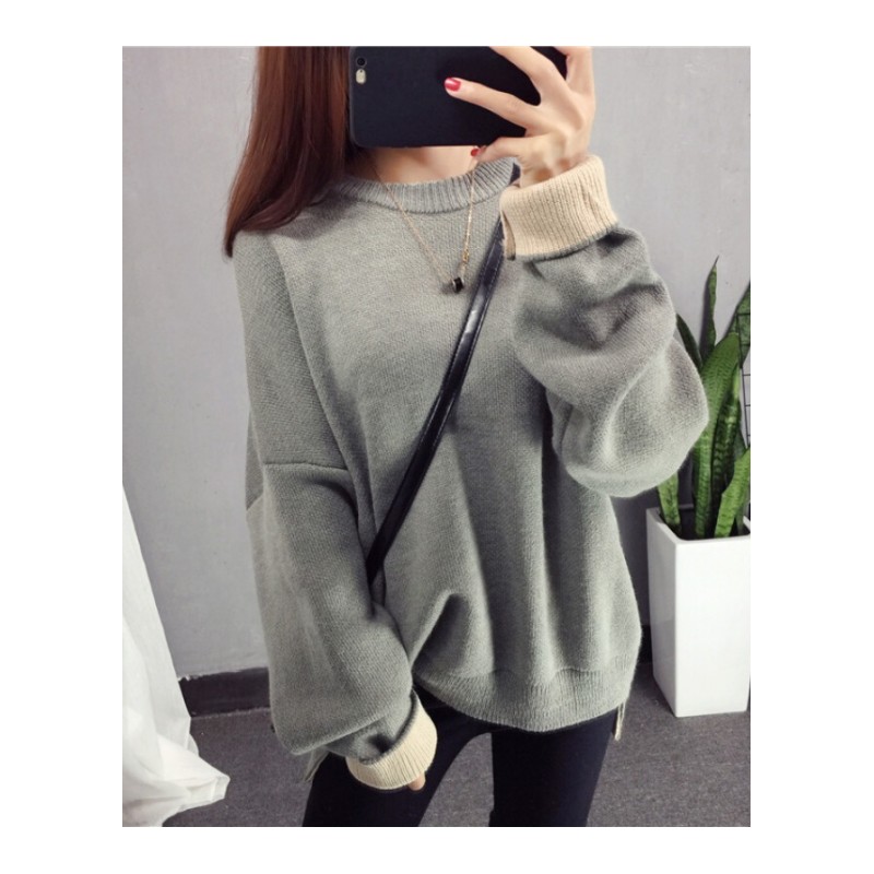 网红毛衣女小清新短款套头学生韩版宽松慵懒风bf外穿超火上衣潮驼色均码