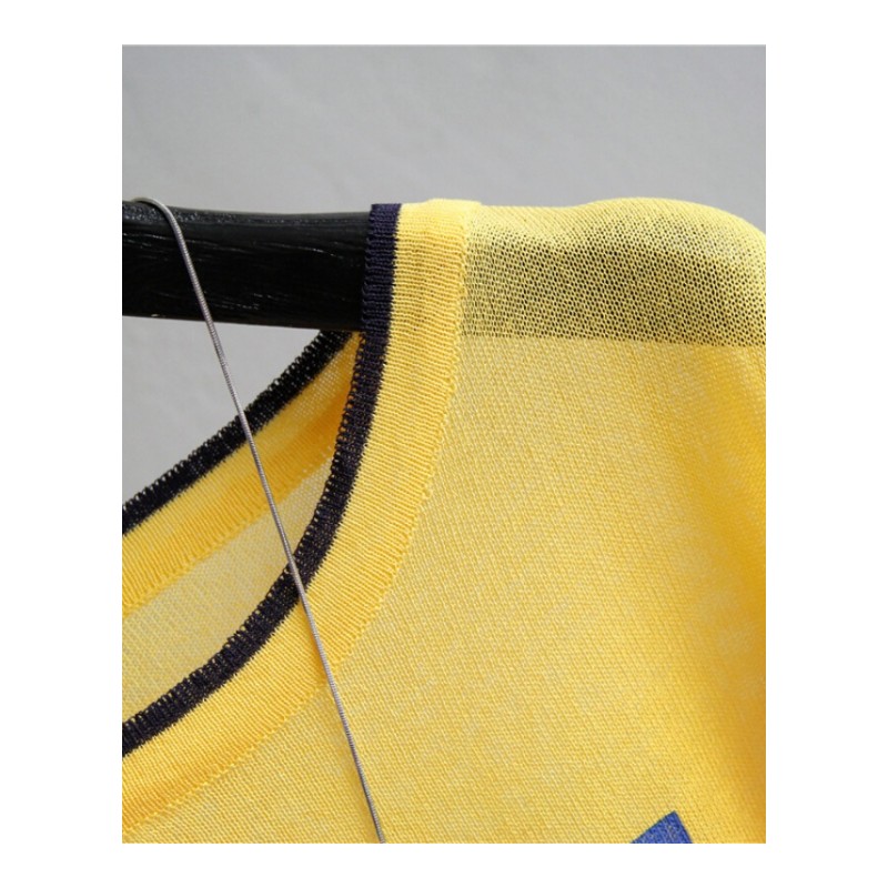 2018夏新款韩版宽松大码字母性感慵懒薄款五分袖冰丝针织衫女白色均码