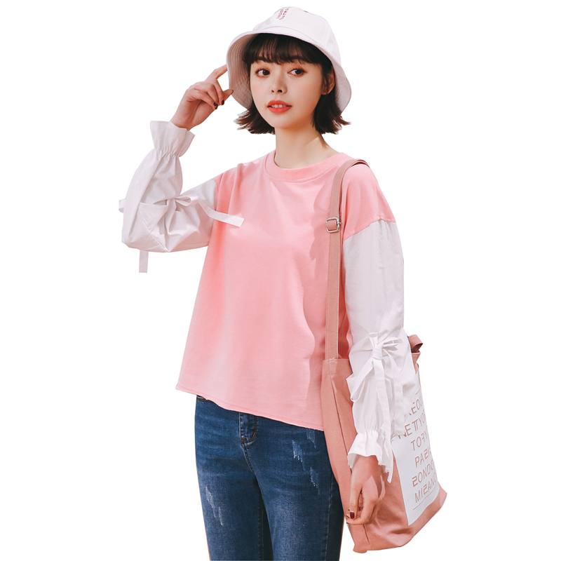 长袖T恤女学生2018新款韩版宽松百搭学院风bf森女系小清新上衣服