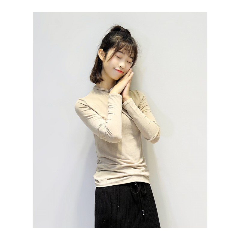 2018年秋季新款韩版女装修身显瘦纯色套头系带时尚潮流百搭上衣女