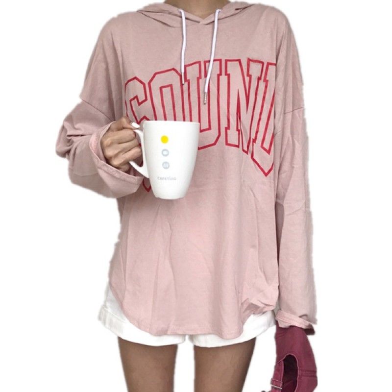 薄款卫衣2018新款女长袖字母T恤韩版宽松网红同款休闲慵懒