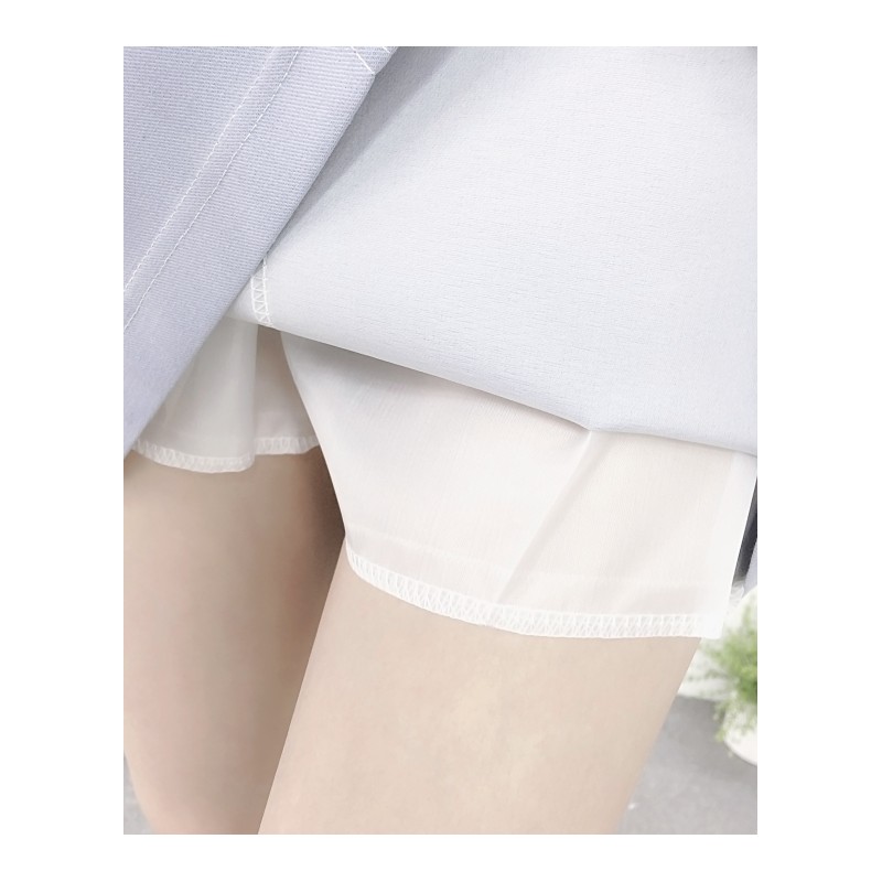 夏季时尚新款学生百搭女孩印花毛球装饰T恤高腰A字半身裙两件套潮