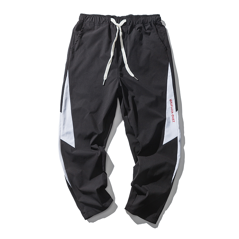 欧美嘻哈裤子男学生宽松韩版ulzzang百搭运动裤夏季薄款九分裤潮