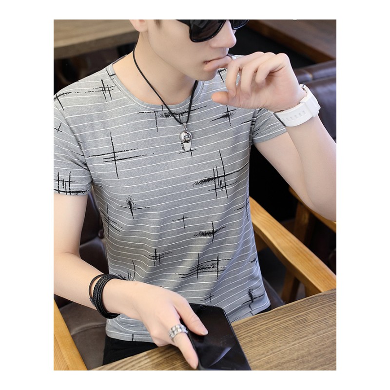 夏季2018新款短袖男士T恤潮流韩版修身圆领学生半袖上衣服打底衫