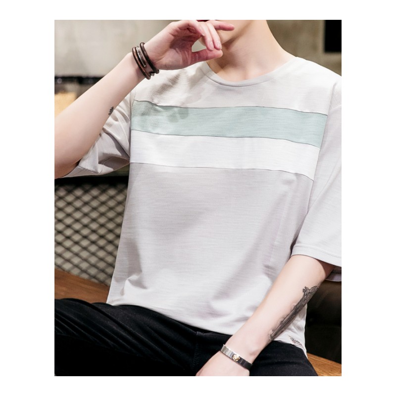 男士短袖T恤夏季半袖大码圆领体桖韩版潮流男款2018新款潮牌衣服