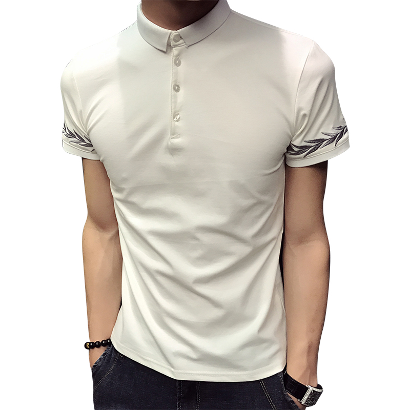 韩版Polo衫男短袖修身翻领衣服刺绣潮流体恤男士T恤半袖上衣夏季