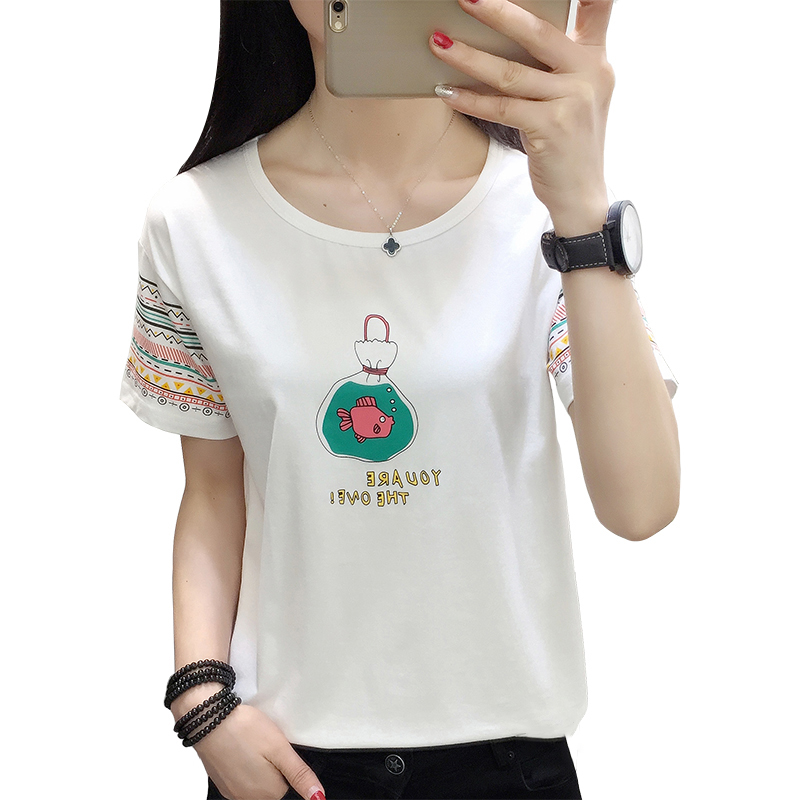 2018夏季新款韩版女装夏装上衣衣服学生通勤潮圆领短袖宽松T恤