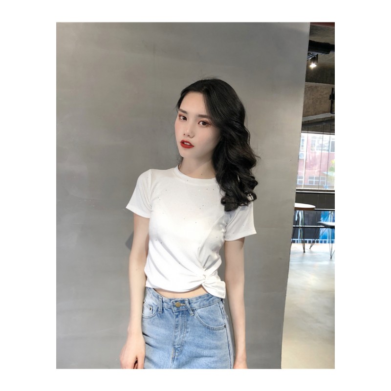 短袖T恤女修身显瘦夏装2018新款韩版chic短款小心机上衣打底衫潮