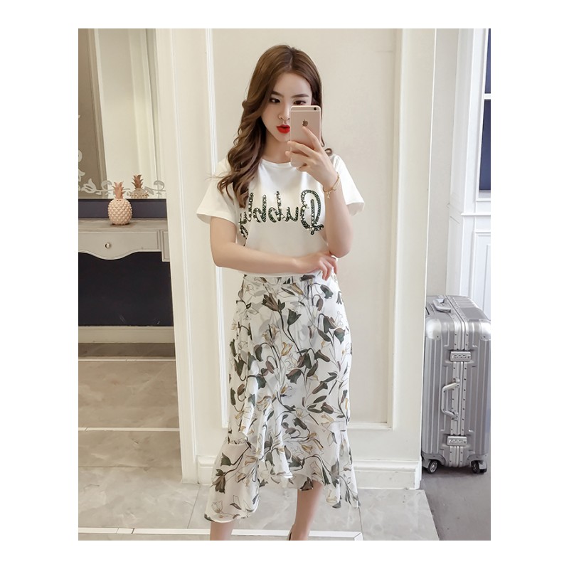 2018夏装新款韩版少女装半身裙时尚女神时髦两件套套装裙连衣裙子