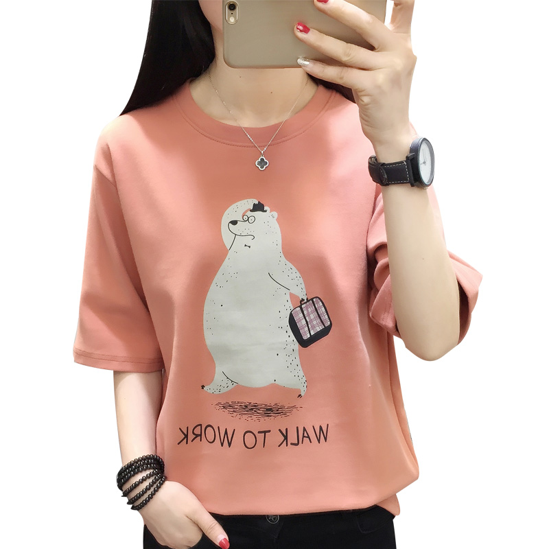 短半袖女学生上衣宽松韩版2018夏装新款纯棉ins超火的体T恤打底衫