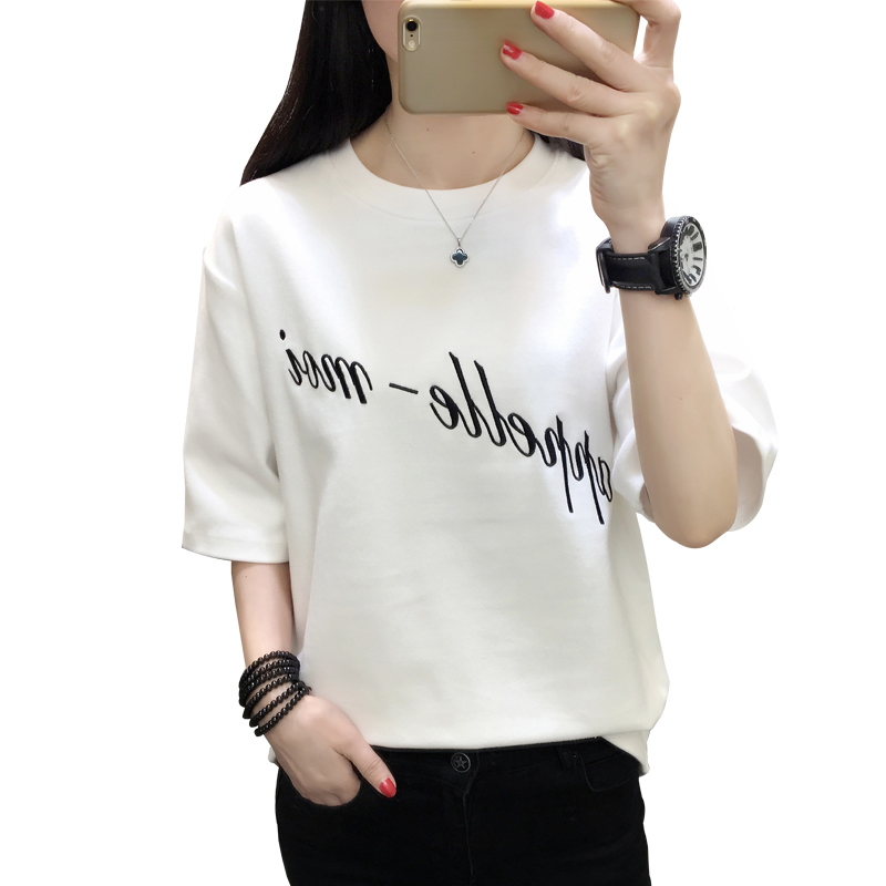 2018夏季新款T恤衫韩版女装宽松百搭短袖休恤上衣学生半袖衣服潮