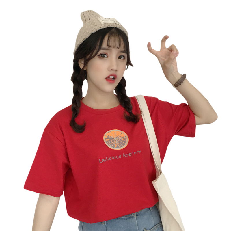 夏季短袖T恤女韩版2018新款打底衫学生创意小清新印花学院风上衣