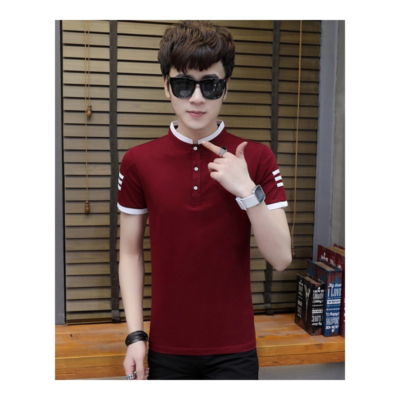 2018新款夏装短袖T恤青少年高中学生韩版修身POLO衫男半袖上衣服