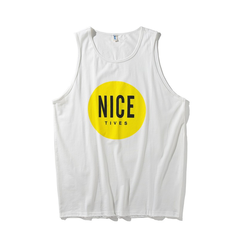 2018夏季港风新品男士青少年学生潮牌白色无袖汗时尚运动印花背心