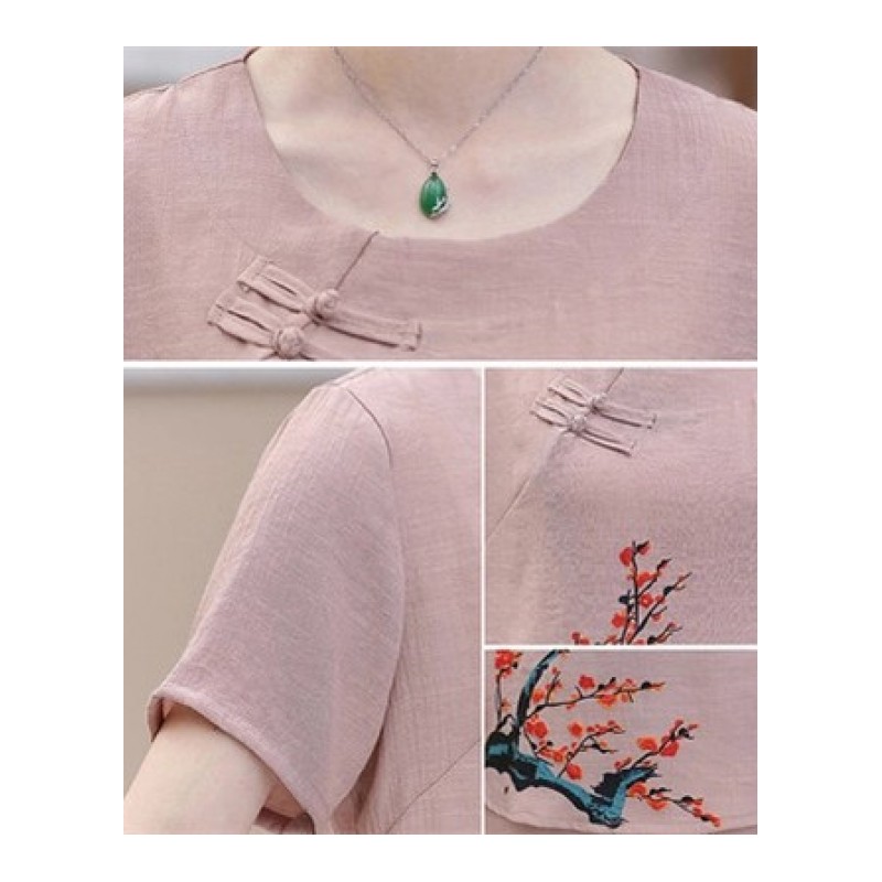 中老年夏季印花时髦套装40岁50妈妈夏天穿的两件套加肥加大码短袖