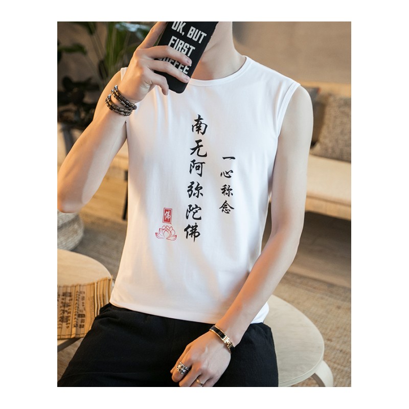 中国风夏季新款男士修身棉麻无袖T恤背心中式青年休闲唐装上衣潮