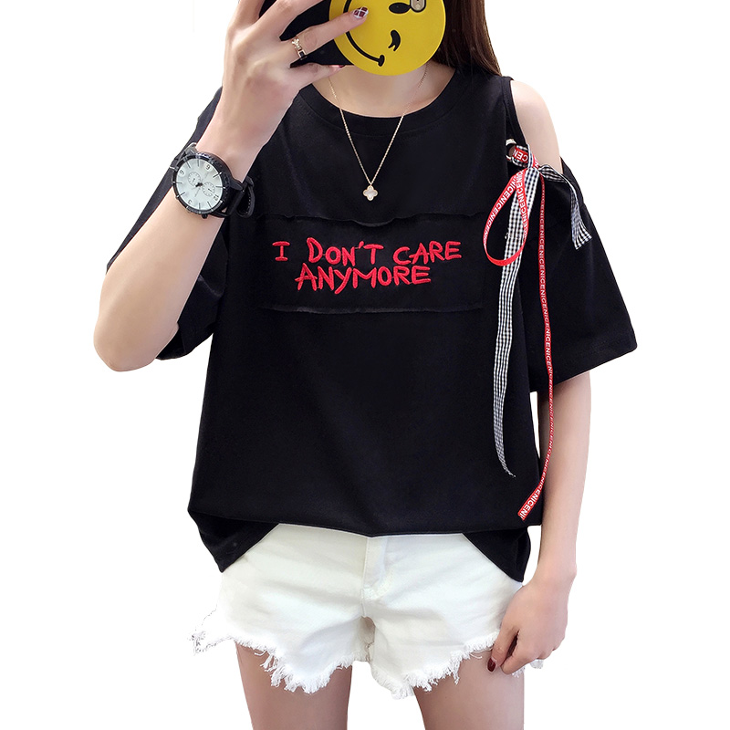 纯棉短袖T恤女2018夏装新款韩版宽松百搭学生体恤白色打底衫潮