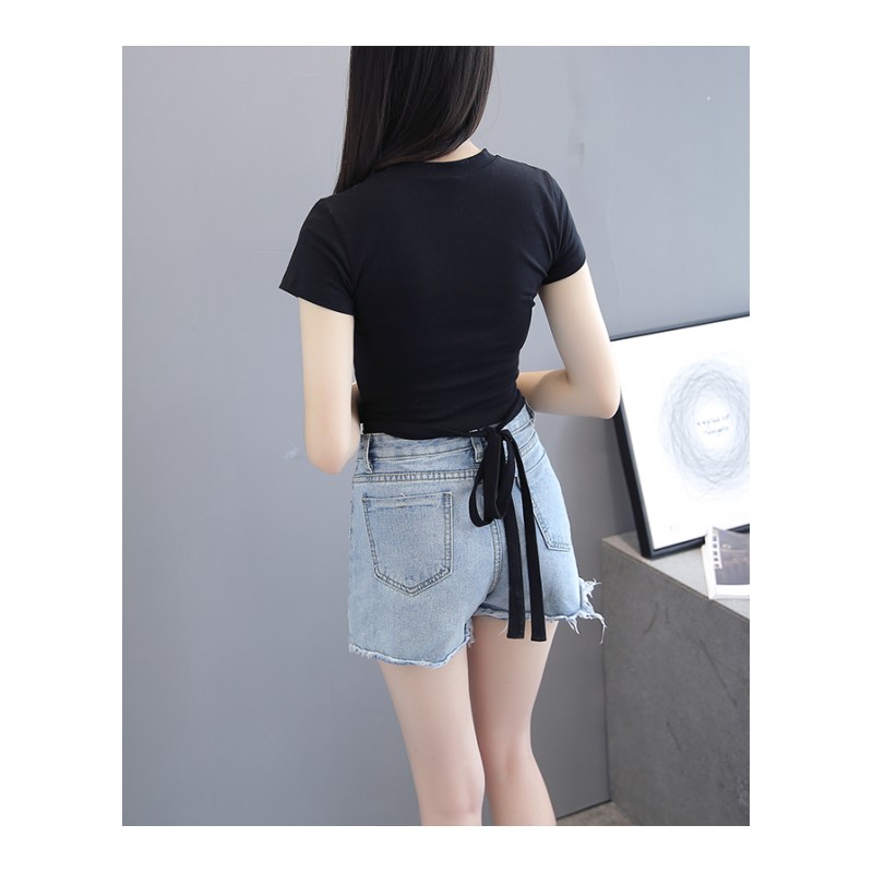 纯棉上衣服短袖T恤丅体血裇女装衫夏天紧身性感夜店露脐2018新款