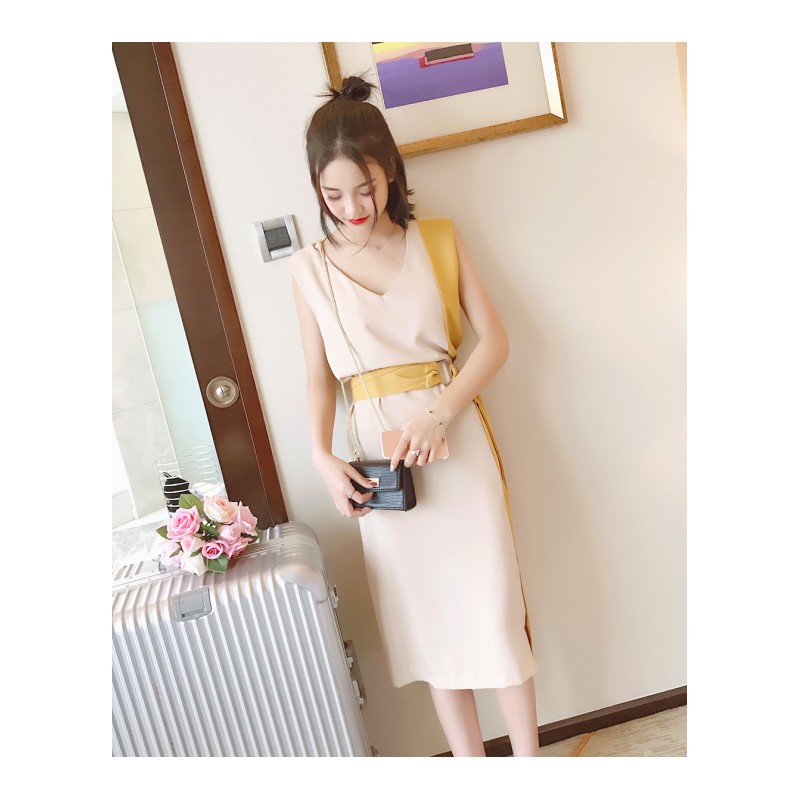 2018夏装新款背心裙收腰显瘦连衣裙中长款无袖冷淡风韩版裙子潮
