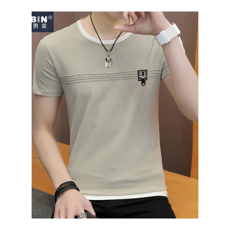 男士短袖T恤青年圆领2018夏季新款半袖纯色白色体恤帅气男装上衣