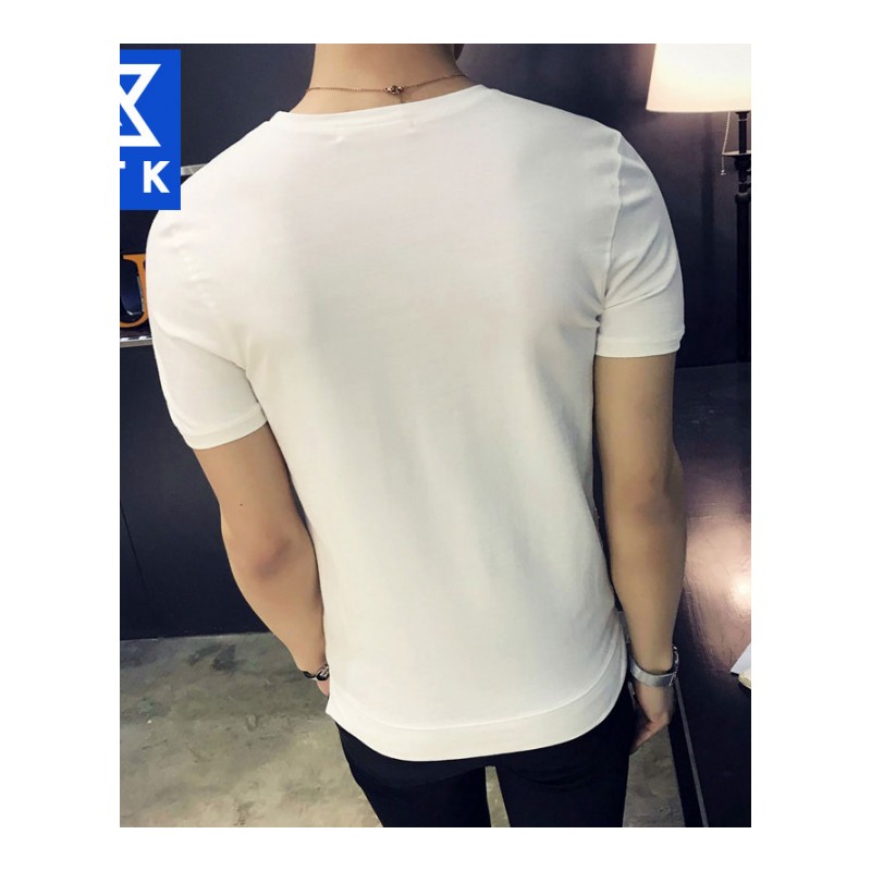 夏季圆领纯色短袖T恤男韩版潮流男士打底衫青年休闲修身小衫体恤