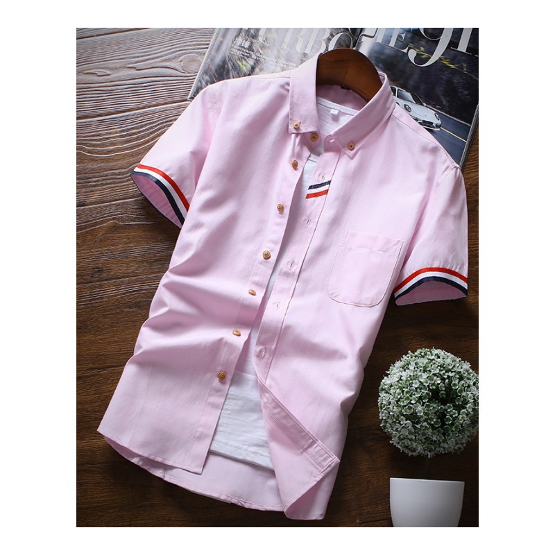 夏季新款男士衬衫短袖韩版青年修身男装潮上衣寸衫休闲百搭衬衣服