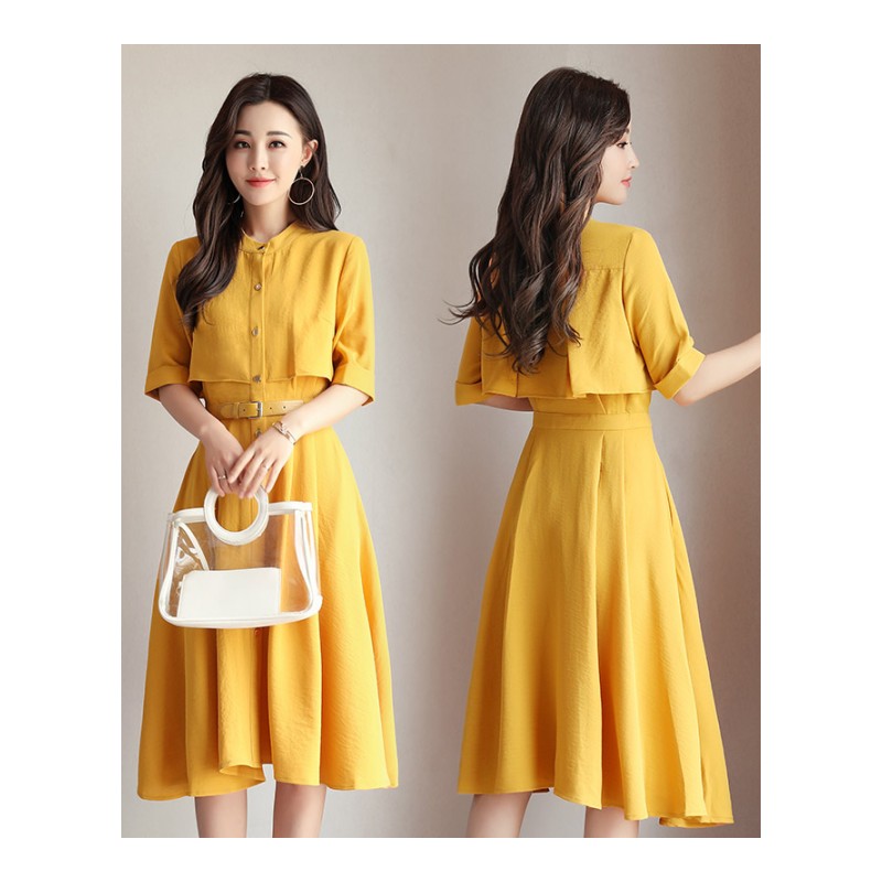 2018夏季新款韩版女装修身显瘦款A字裙子气质仙春夏装雪纺连衣裙