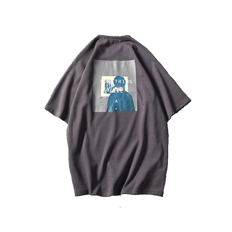 2018夏季新款男士纯色休闲字母修身休闲圆领短袖T恤大码打底衫潮