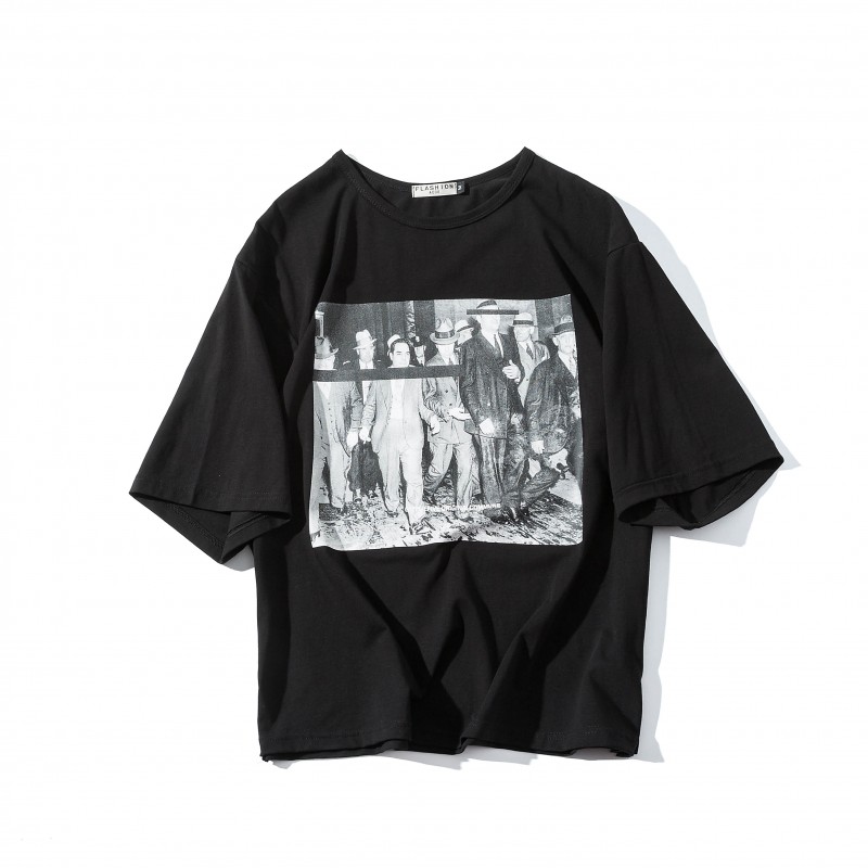 夏季港风短袖男T恤学生宽松bf韩版ulzzang简约ins半袖5分潮流衣服