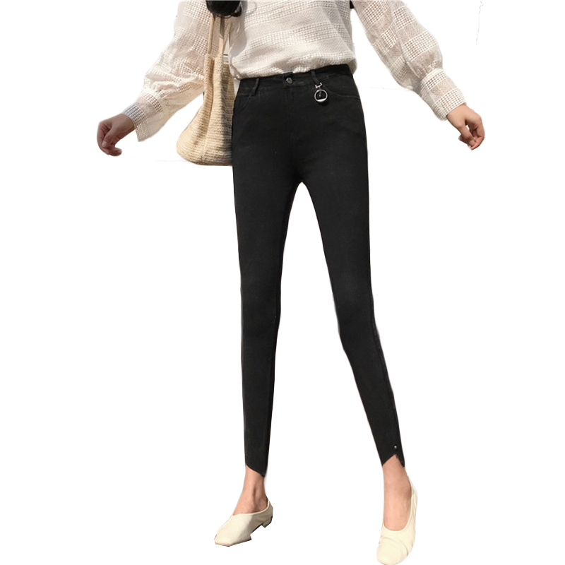 夏装2018新款女韩版风学生紧身弹力打底裤气质纯色显瘦小脚九分裤