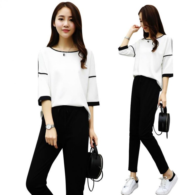 套装/套裙2018年夏季新款韩版潮流舒适修身纯色青春气质心机简约