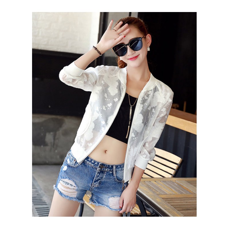 2018夏季新款韩版时尚印花雪纺衫小外套女短款开衫中袖披肩防晒衣