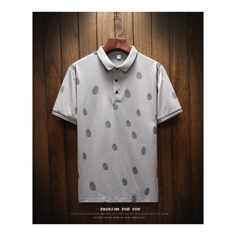 新潮韩版男装T恤青春流行圆点印花薄修身棉潮夏季短袖Polo衫心机