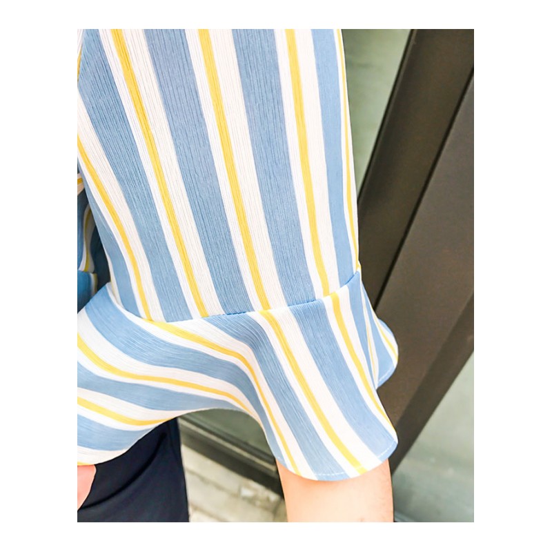 2018夏季女短袖套装潮两件套裙气质短裙潮流条纹甜美996
