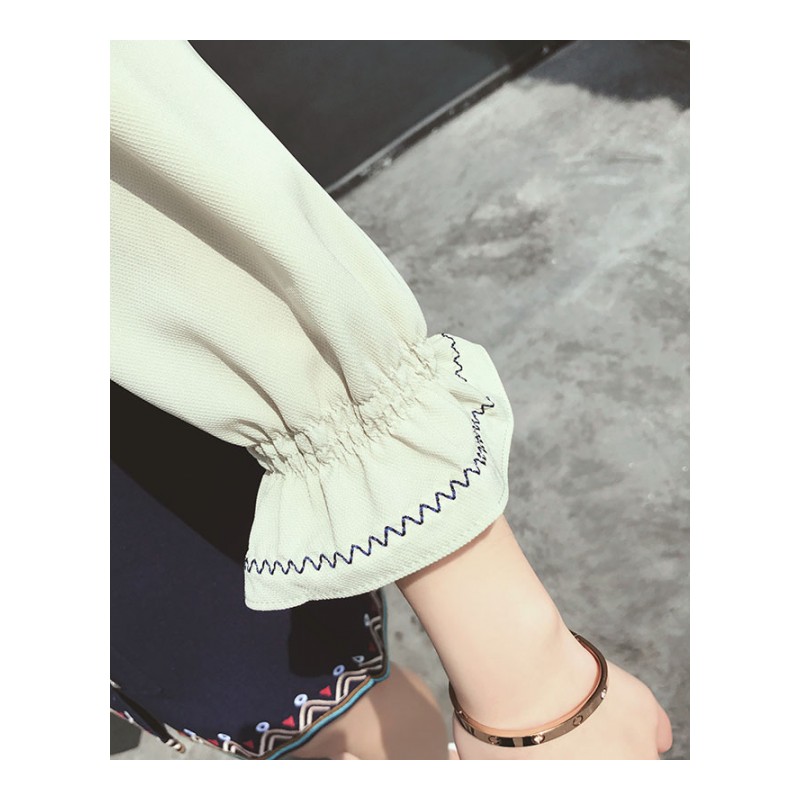 七分袖心机心机纯色领绳圆领甜美+短裙显瘦修身2018年夏季套装女