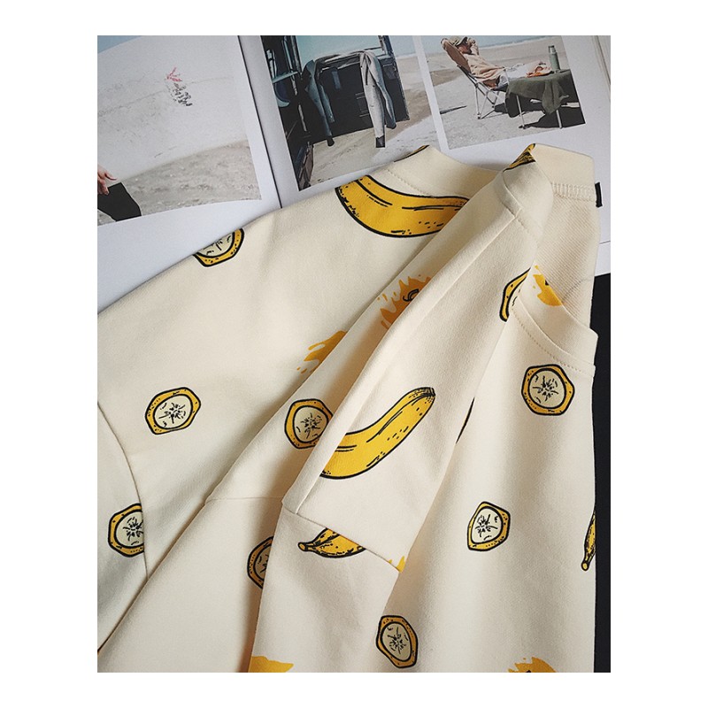 2018夏装男士香蕉印花半袖T恤圆领宽松短袖夏威夷沙滩打底体恤衫