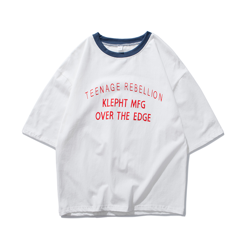 韩版字母印花T恤女 2018夏季新款原宿风bf宽松上衣 港味chic短袖