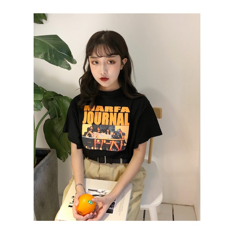 韩版潮流甜美T恤女夏2018时髦气质修身复古短袖圆领上衣小衫港风