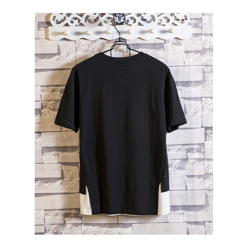 2018年时尚潮夏装新款 休闲假两件短袖T恤 男宽松圆领纯色短T恤红