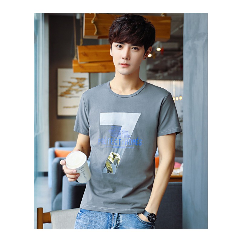 男式短袖T恤2018夏季新款韩版潮流学生青少年半袖修身男式打底体