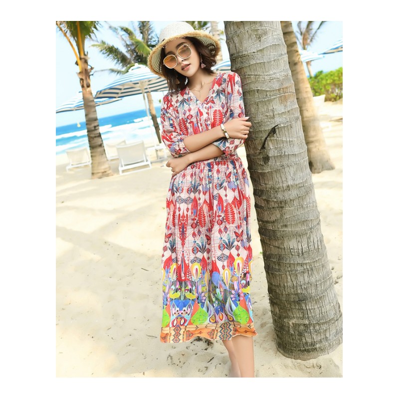 韩版时尚宽松百搭连衣裙优雅甜美淑女2018年夏季气质修身显瘦百搭